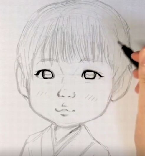 子供 男の子の似顔絵の書き方 ペン入れ 似顔絵 イラスト描き方講座