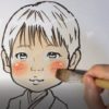 男の子顔の絵 水彩画