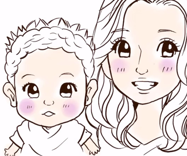 ママと赤ちゃん描き方