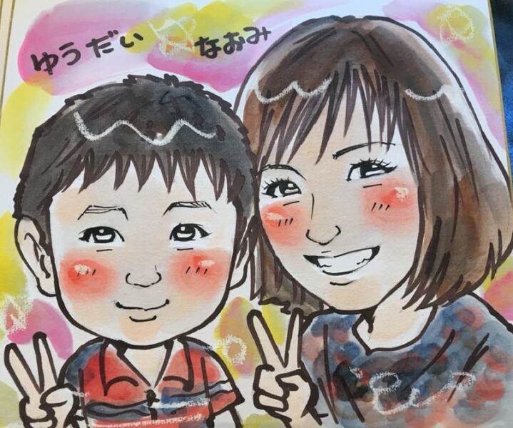 お母さんと子供の似顔絵の書き方 簡単やさしい 似顔絵 イラスト描き方講座