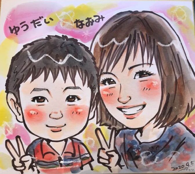 お母さんと子供の似顔絵の書き方 簡単やさしい 似顔絵 イラスト描き方講座