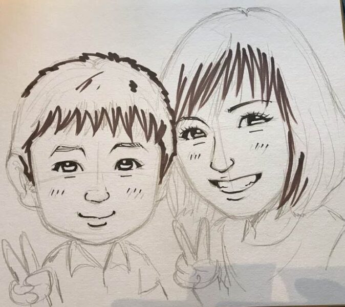 お母さんと子供の似顔絵の書き方 簡単やさしい 似顔絵 イラスト描き方講座