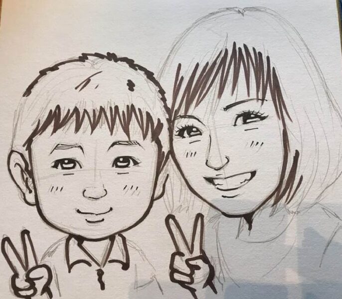 お母さんと子供の似顔絵の書き方 簡単やさしい 似顔絵 イラスト描き方講座