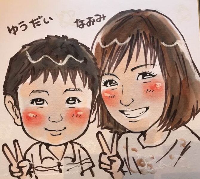 お母さんと子供の似顔絵の書き方 簡単やさしい 似顔絵 イラスト描き方講座